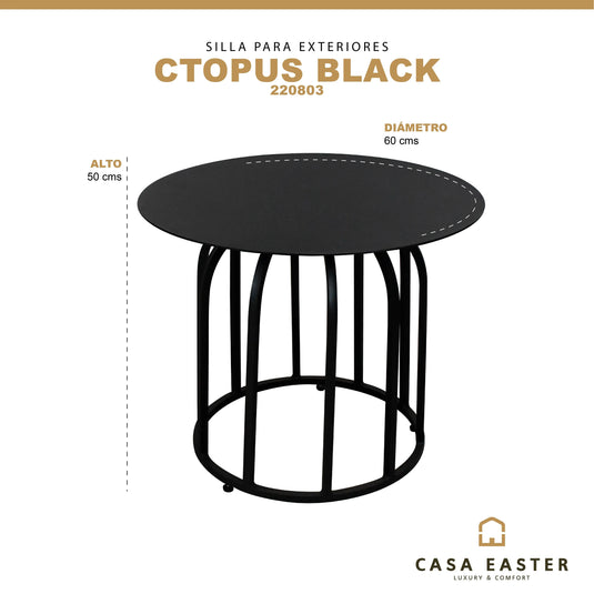 Mesa Bistro Circular de Aluminio Color  Negra OCTOPUS-220803 CasaEaster