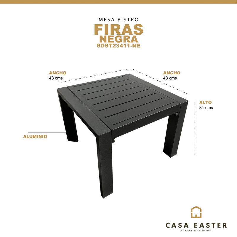 Cargue la imagen en el visor de la galería, Mesa Bistro Firas Negra - SDST23411-NE CasaEaster
