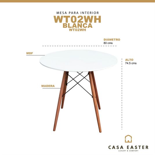 Mesa Bistro WT02WH Blanca - WT02WH CasaEaster