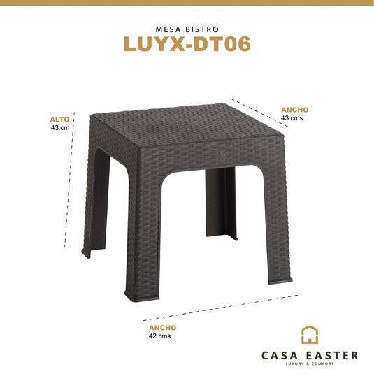 Mesa  Bistro para Exterior e Interior de Plástico Color Negro LUX-DT06- LUYXDT06 CasaEaster