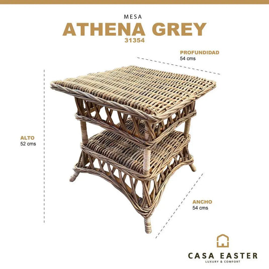 Bistro Table for Outdoor and Indoor Rattan - Gray Color ATHENA -31354