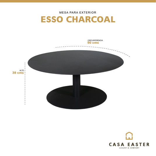 Mesa  De Centro Circular de Aluminio   Color Carbon  ESSO - 7067 CasaEaster