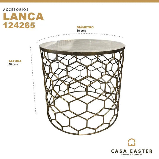 Mesa  De Centro Circular de Hierro Color  Champagne LANCA -124265 CasaEaster