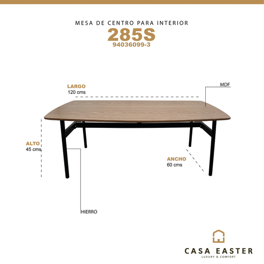 Mesa  De Centro  Rectangular Color Negro Con Cafe-285S-94036099-3 CasaEaster