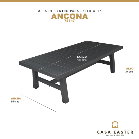 Mesa De Centro de Aluminio Color Negra ANCONA-75747 CasaEaster