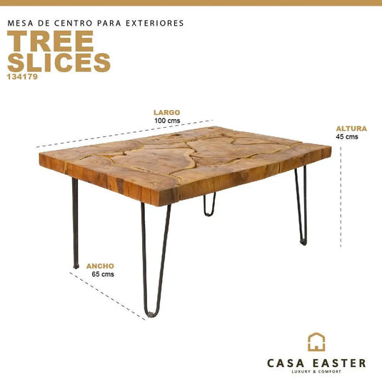 Mesa De Centro de Madera Teca Color Natural SLICES- 134179 - – CasaEaster