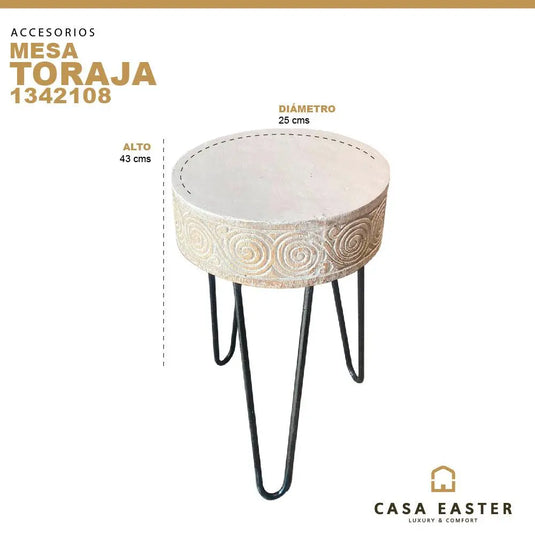 Mesa Decorativa para exterior e interio Color Blanco TORAJA -134218 CasaEaster