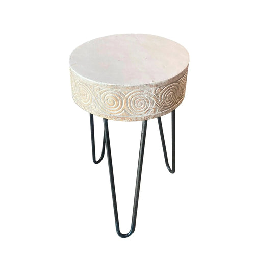 Mesa Decorativa para exterior e interio Color Blanco TORAJA D.25cms  -134218