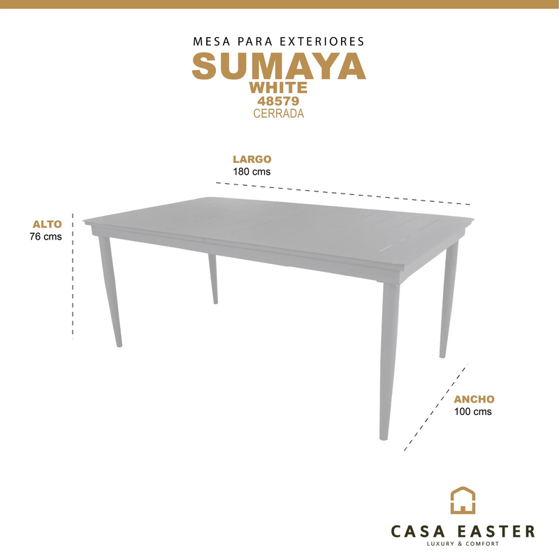 Cargue la imagen en el visor de la galería, Mesa Expandible de Comedor para interior y exterior de Aluminio Color Blanco SUMAYA - 48579 CasaEaster
