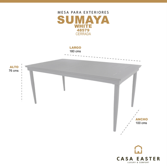 Mesa Expandible de Comedor para interior y exterior de Aluminio Color Blanco SUMAYA - 48579 CasaEaster