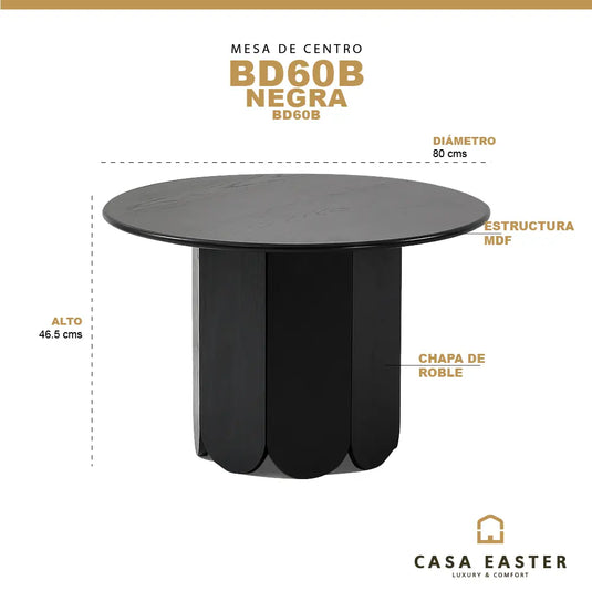 Mesa de Centro BD60B Color negra - BD60B CasaEaster