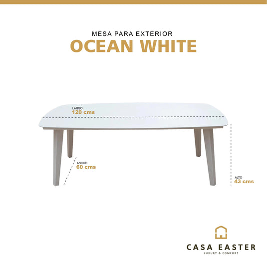 Mesa de Centro de Aluminio  Color Blanco OCEAN-CEW CasaEaster