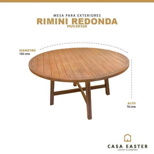 Mesa de Comedor De Madera Teca Redonda Color Natural  RIMINI-HUC207-1
