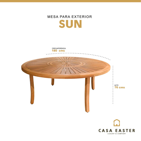Mesa  de Comedor para Exterior e Interior estilo redonda Color  Natural SUN -HUC280951 CasaEaster