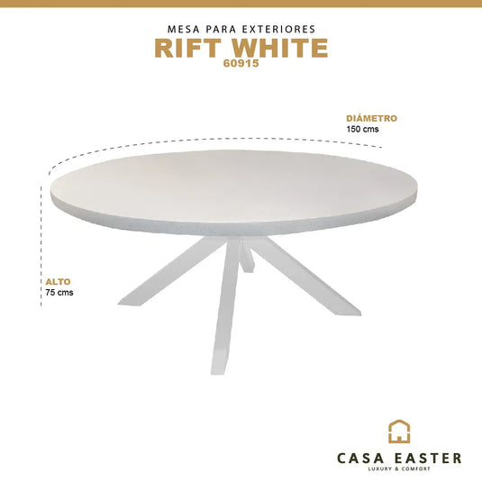 Mesa de Comedor para exterior estilo redonda Color Blanco RIFT- 60915 CasaEaster