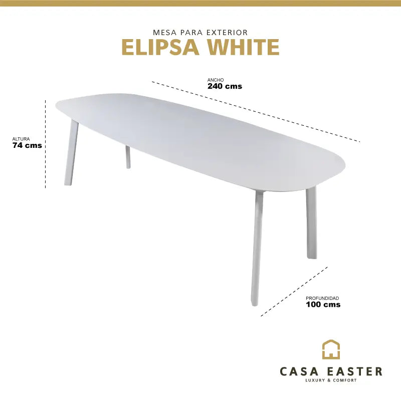 Cargue la imagen en el visor de la galería, Mesa  de Comedor para interior y exterior de Aluminio Color  Blanco ELIPSA-999 CasaEaster
