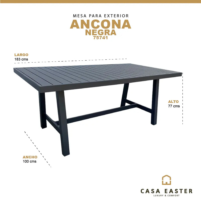 Load image into Gallery viewer, Mesa de Comedor para interior y exterior de Aluminio Color Carbon ANCONA-75741 CasaEaster
