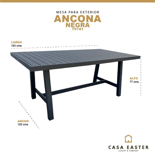 Mesa de Comedor para interior y exterior de Aluminio Color Carbon ANCONA-75741 CasaEaster