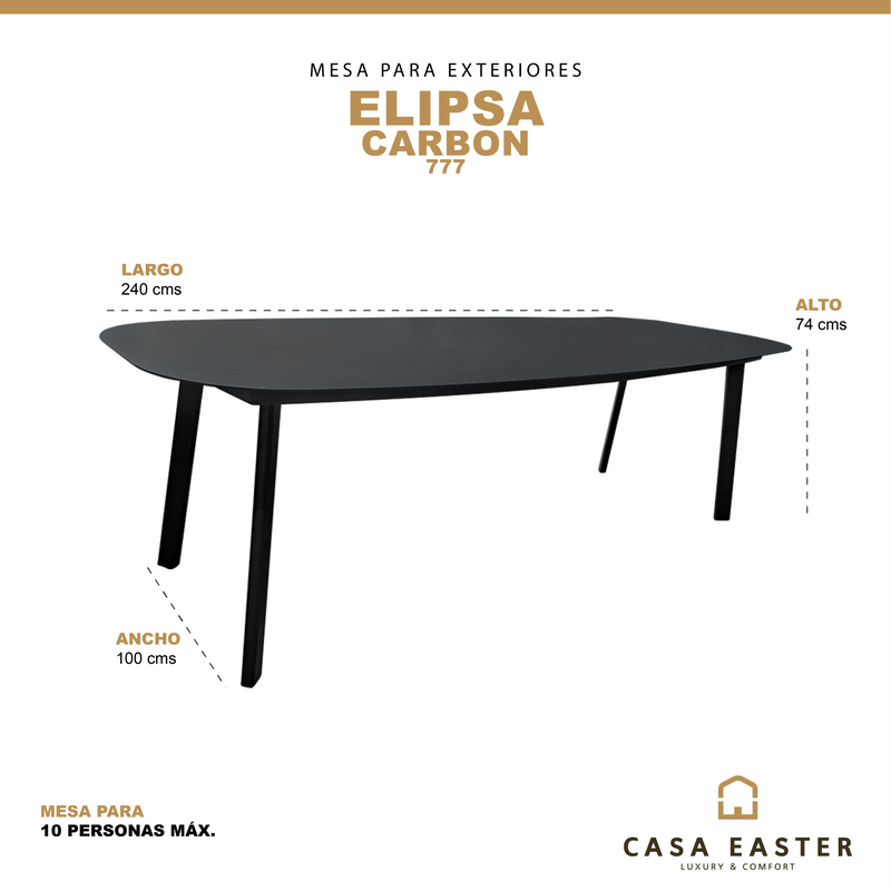 Cargue la imagen en el visor de la galería, Mesa  de Comedor para interior y exterior de Aluminio Color  Carbon ELIPSA-777 CasaEaster
