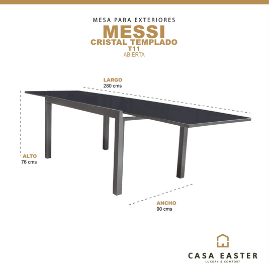 Mesa de Comedor para interior y exterior de Aluminio Color  Carbon MESSI- T11 CasaEaster