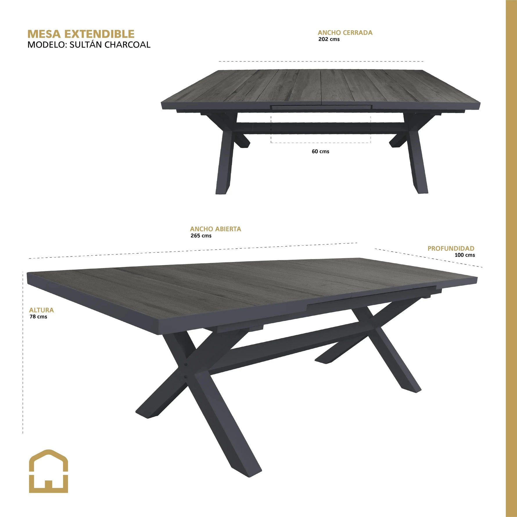 Mesa de Comedor para interior y exterior de Aluminio Color Carbon ...