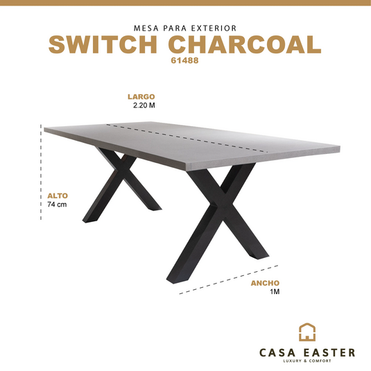 Mesa de Comedor para interior y exterior de Aluminio Color Carbon SWITCH- 61488 CasaEaster