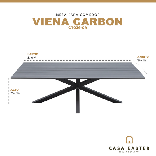 Mesa  de Comedor para interior  y exterior de Aluminio  Color  Carbon VIENA-CT026-CHA CasaEaster
