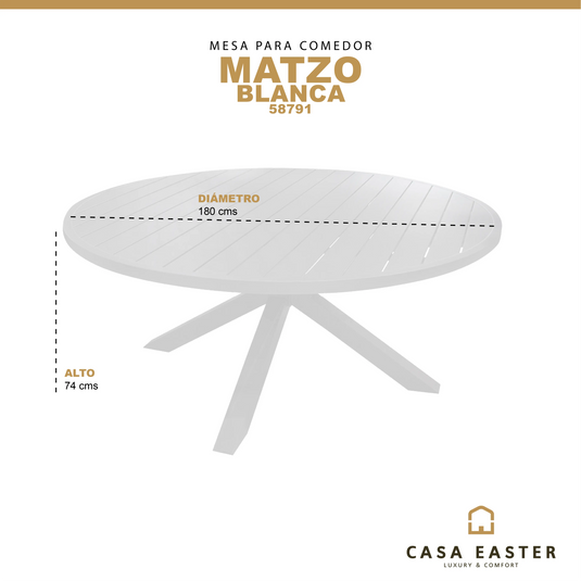 Mesa de Comedor para interior y exterior estilo redonda Color  Blanco MATZO- 58791 CasaEaster