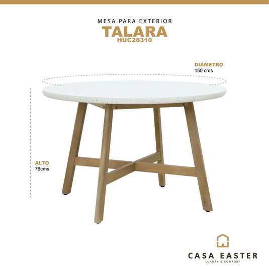 Mesa de Comedor para interior y exterior estilo redonda Color Blanco TALARA-HUC28310 CasaEaster