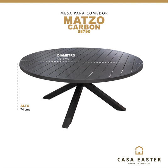 Mesa de Comedor para interior y exterior estilo redonda Color Carbon MATZO-58790 CasaEaster