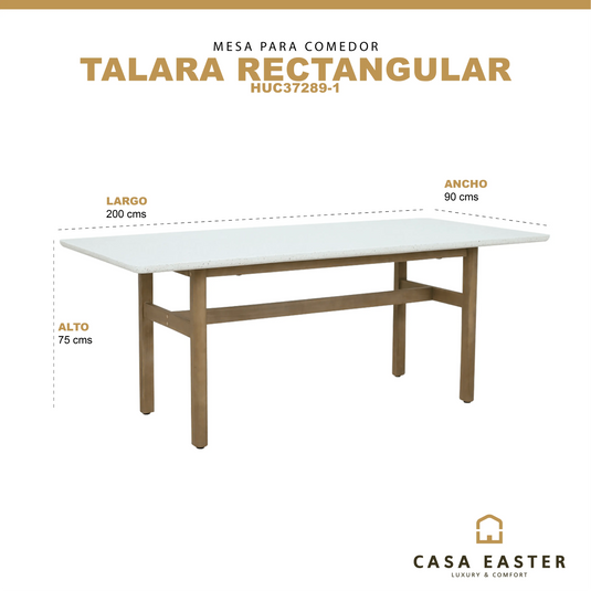 Mesa para Comedor  Rectangular de Madera Teca Color Blnaca TALARA - HUC37289-1 CasaEaster