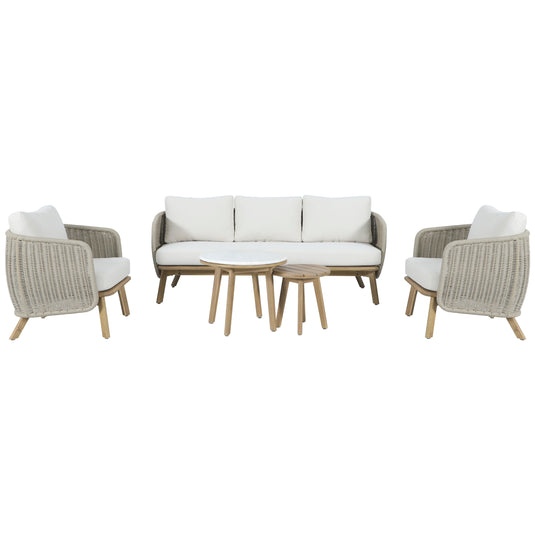Set triple Norah de madera para exterior color natural - HUC