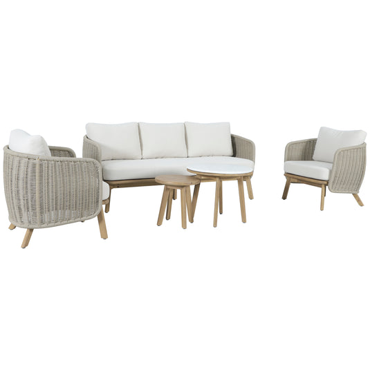 Set triple Norah de madera para exterior color natural - HUC