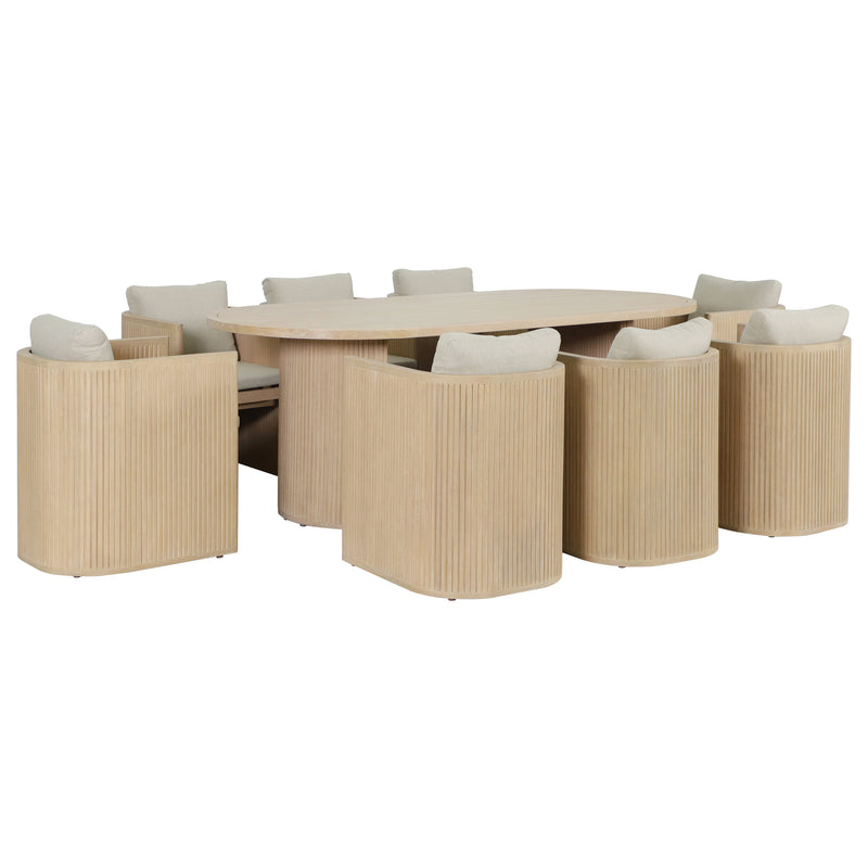 Cargue la imagen en el visor de la galería, Comedor de Madera Ovalado Olympe con 8 sillas Olympe color natural - HUC29125-COM
