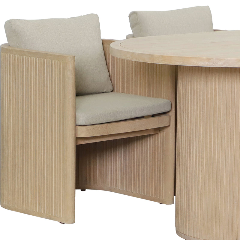Cargue la imagen en el visor de la galería, Comedor de Madera Ovalado Olympe con 8 sillas Olympe color natural - HUC29125-COM
