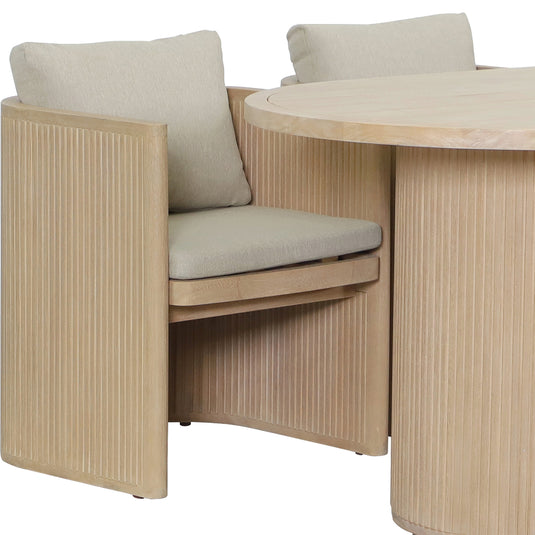 Comedor de Madera Ovalado Olympe con 8 sillas Olympe color natural - HUC29125-COM