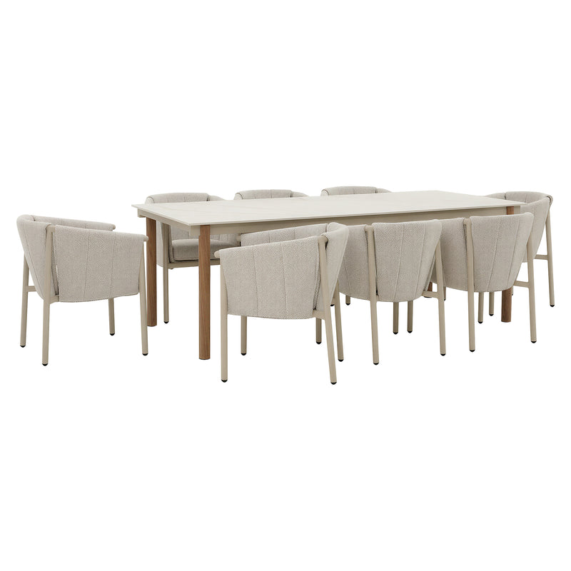 Cargue la imagen en el visor de la galería, Comedor de exterior con 8 sillas Orion 2.2M, de aluminio color natural - 63069-70
