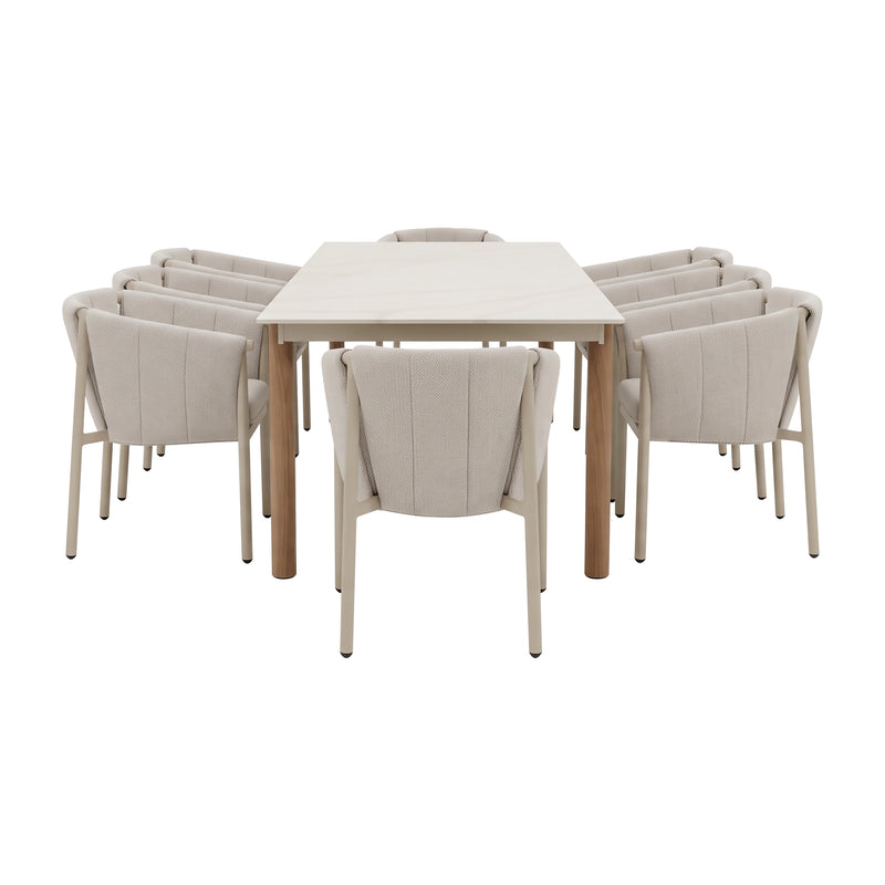 Cargue la imagen en el visor de la galería, Comedor de exterior con 8 sillas Orion 2.2M, de aluminio color natural - 63069-70
