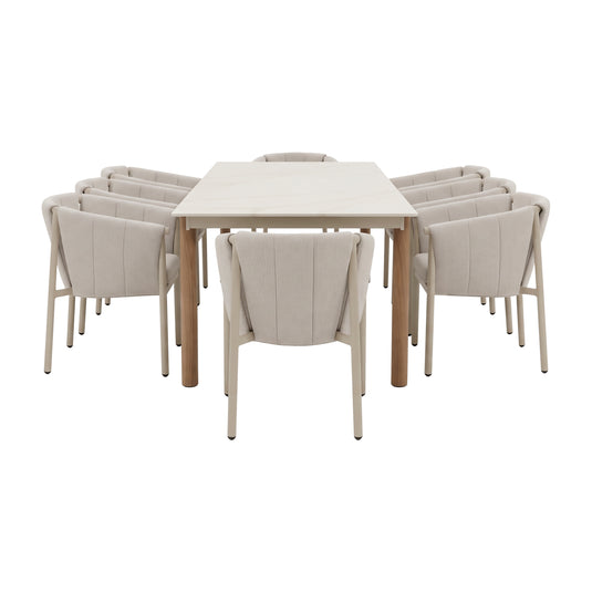 Comedor de exterior con 8 sillas Orion 2.2M, de aluminio color natural - 63069-70