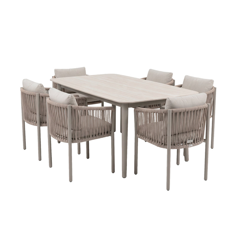 Load image into Gallery viewer, Comedor Oxano 2M + 6 sillas Oxano color Champagne - GLAE-39794-8677KD-SEIS-2655KD

