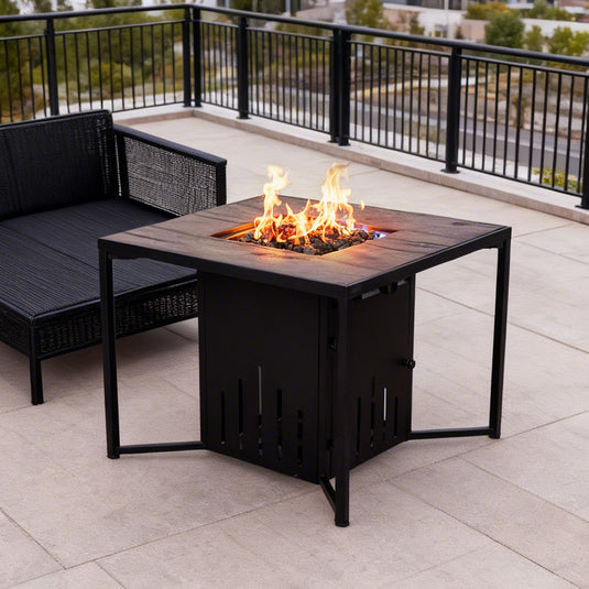 Hoguera para fogata cuadrada color negro con estructura - PDF2001821