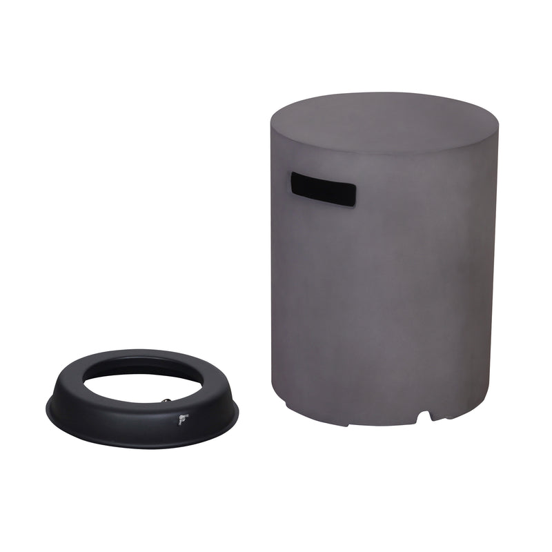 Cargue la imagen en el visor de la galería, Set Fogata en medio circulo de exterior de gas LP color gris oscuro con tapa de gas LP y parabrisas - PDF132B-045-17B
