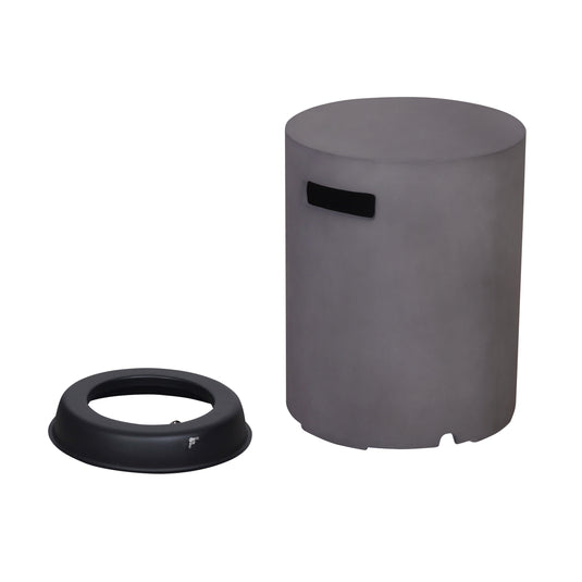 Set Fogata en medio circulo de exterior de gas LP color gris oscuro con tapa de gas LP y parabrisas - PDF132B-045-17B
