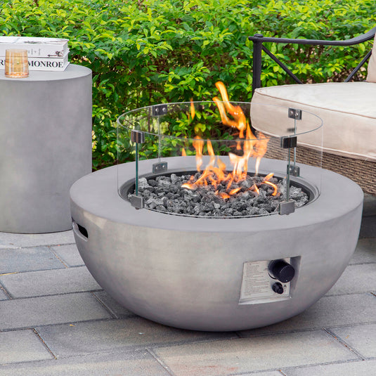 Hoguera para fogata en medio circulo color gris claro - PDF210132A