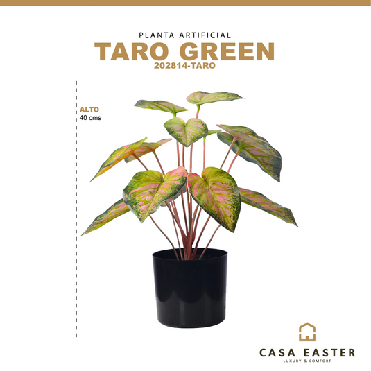Planta Decorativa Artificial para Exterior e Interior con 40cm Alto, TARO GREEN -202814-TARO