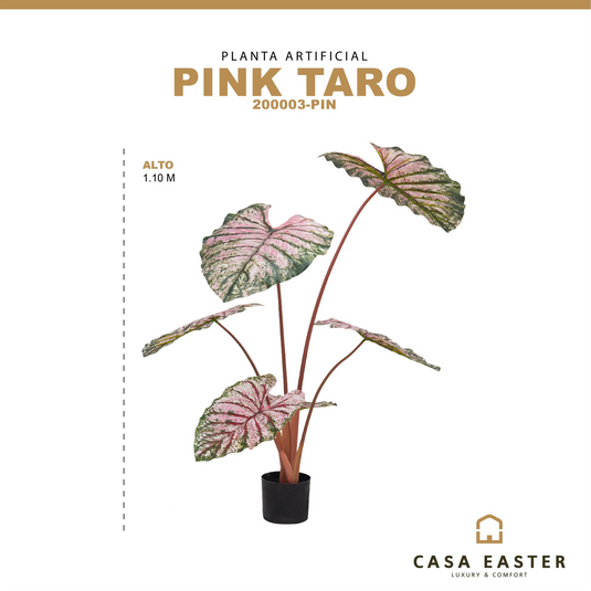 Planta Decorativa Artificial para Exterior y Interior con 1.10m Alto, PINK TARO -200003-PIN