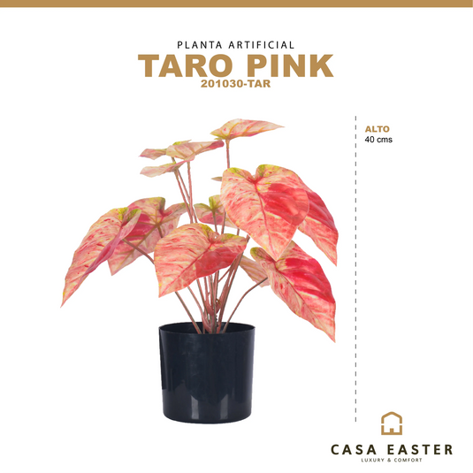 Planta Decorativa Artificial para Exterior y Interior con 40cm Alto, PINK TARO -201030-TAR CasaEaster