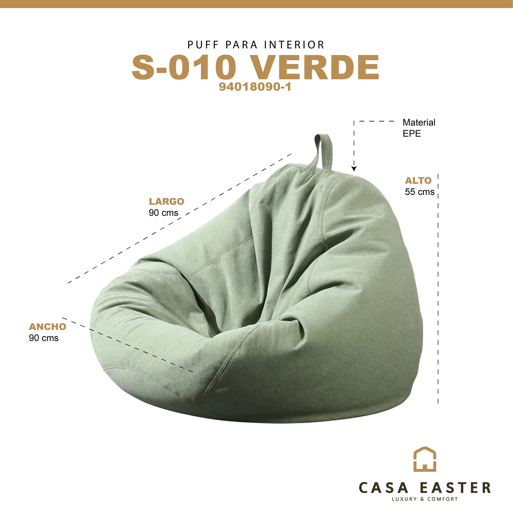 Puff para interior Color Verde- S-010VE-94018090-1 - CasaEaster