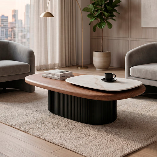Mesa de centro QAM B02 1.3M color café & negro - QAM-B02