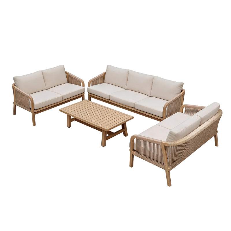 Cargue la imagen en el visor de la galería, Set Rimini 3+2+2 con mesa de centro color natural - 3+2+2-HUC37159-HUC25685KD
